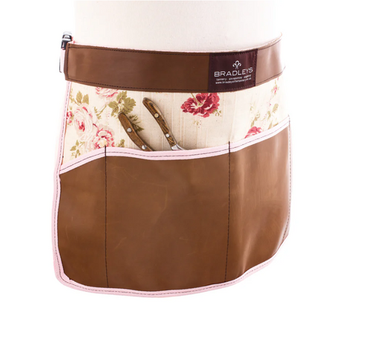 Ann Floral Leather Waist Apron