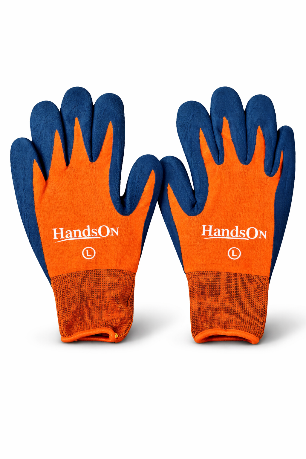 HandsON general purpose all-round, orange garden & yard glove featuring textured latex grip and flexible fabric back