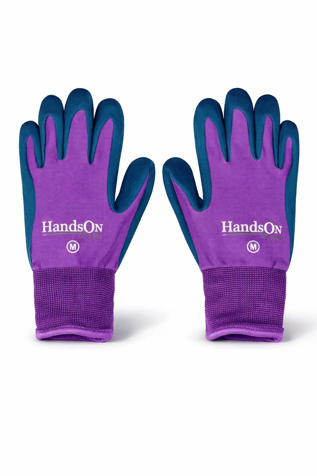 HandsON general purpose all-round, purple garden & yard glove featuring textured latex grip and flexible fabric back